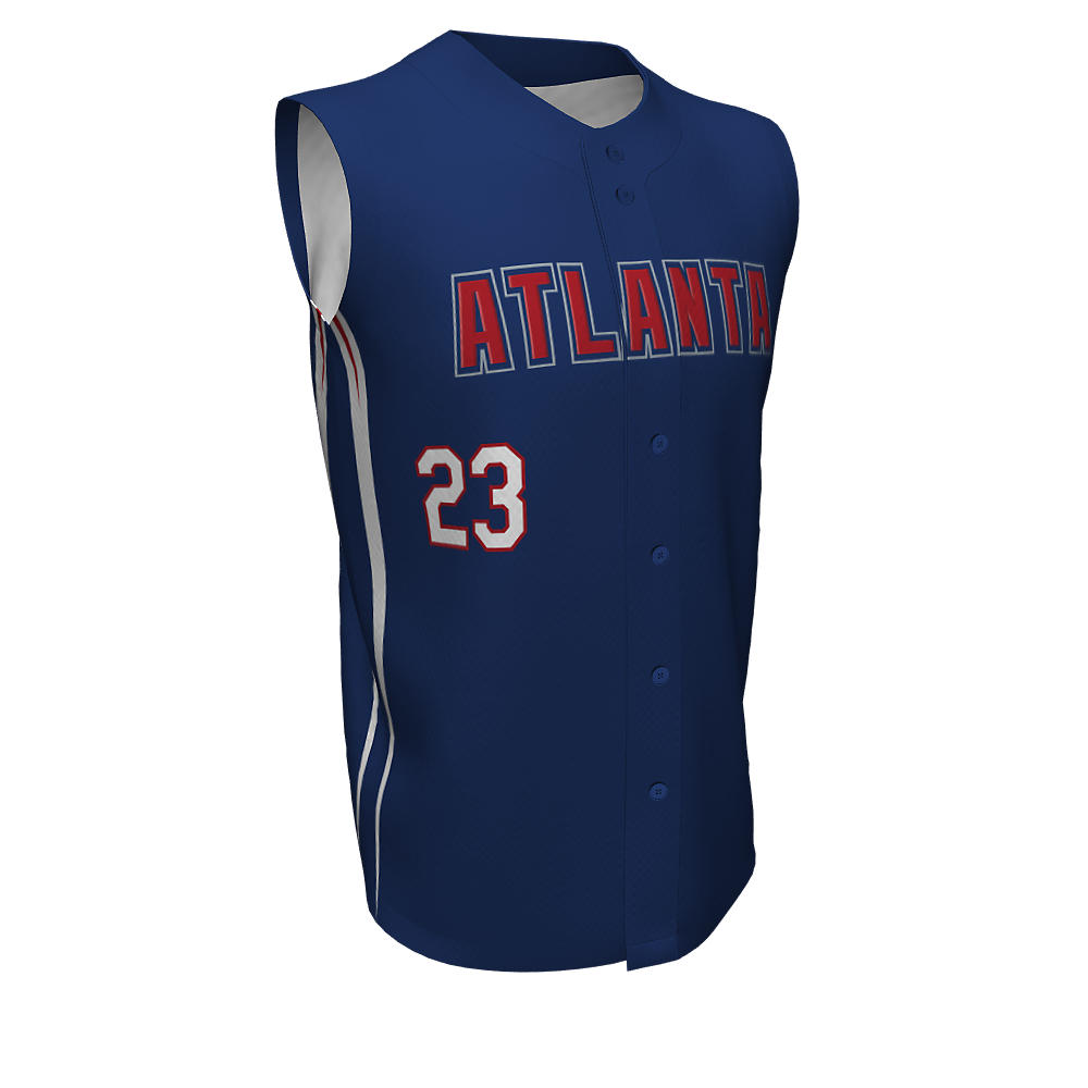 CUSTOM YOUTH FULL BUTTON SLEEVELESS BASEBALL JERSEY